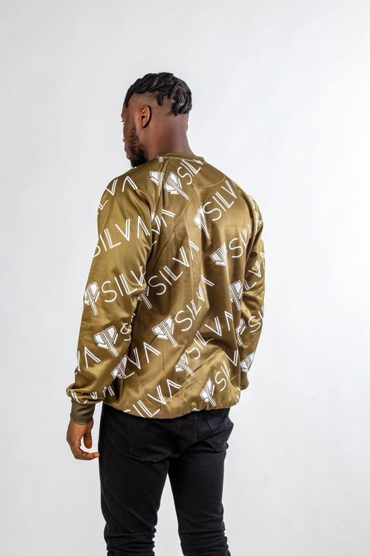 SILVA KHAKI GREEN SLIM FIT UNISEX SWEATSHIRT PRINT ALL OVER - SILVA