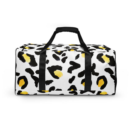 Duffle bag Yellow White Leopard Print Patches