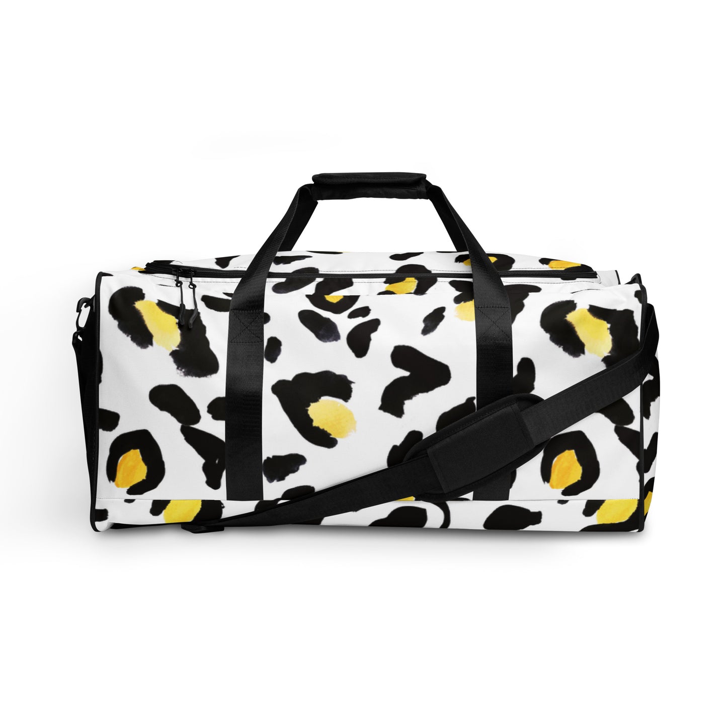 Duffle bag Yellow White Leopard Print Patches