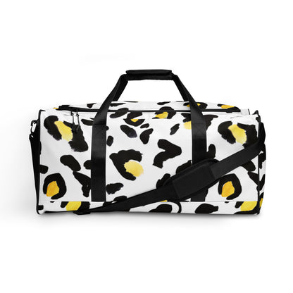 Duffle bag Yellow White Leopard Print Patches