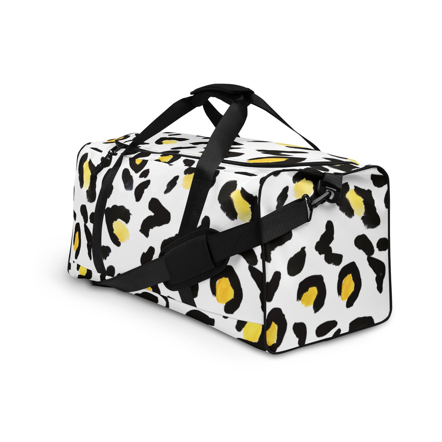 Duffle bag Yellow White Leopard Print Patches