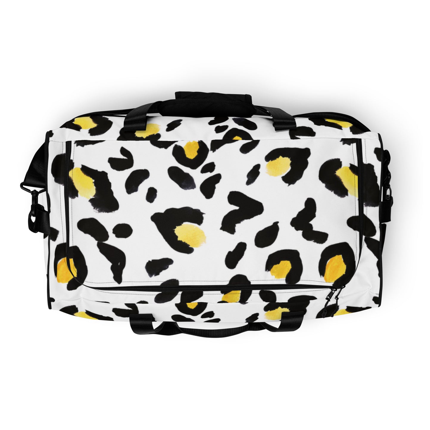 Duffle bag Yellow White Leopard Print Patches